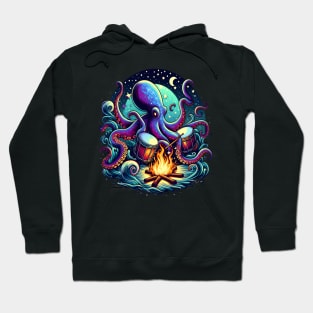 Octopus playing drums Percussive Sea Symphony Hoodie